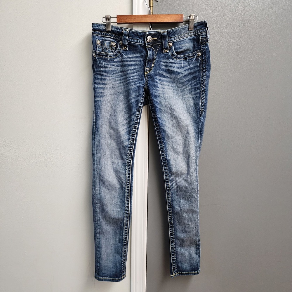 Rock Revival Jessica Women's Dark Blue Skinny Jeans Size 29 Western Cowgirl - Picture 2 of 10